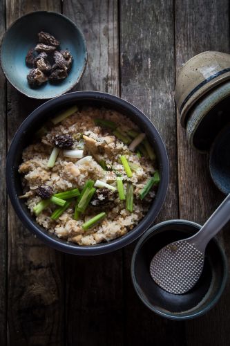 One Pot Miso Chicken Rice and Morels