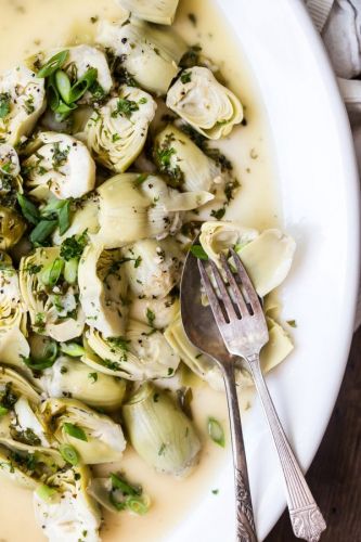 Artichoke Hearts in a White Wine Garlic Butter Sauce