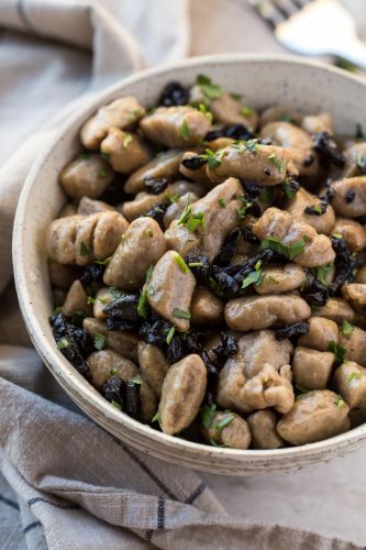 Black Garlic Gnocchi with Butter Sauce