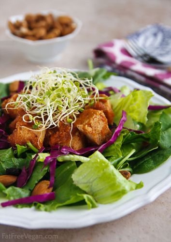 Thai Salad with Slow-Cooked Tofu in Pineapple Barbecue Sauce