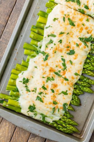 Three Cheese Asparagus Gratin