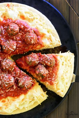 Spaghetti And meatballs Pizza