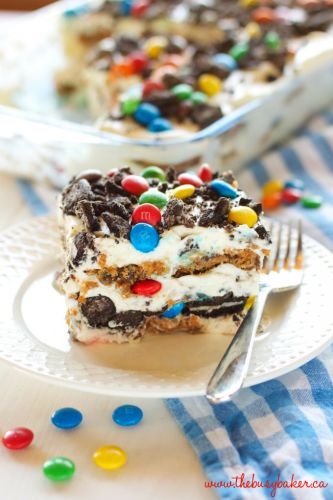 No Bake Monster Cookie Icebox Cake