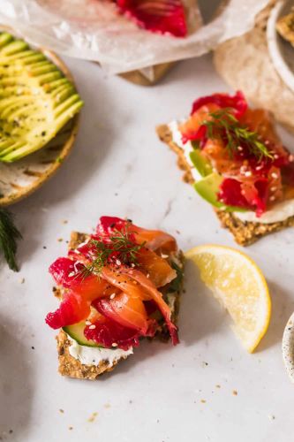 Low Carb Beet and Dill Cured Salmon