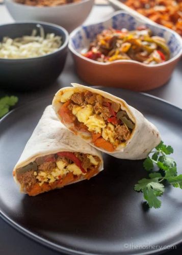 Freezer Breakfast Burritos with Sweet Potato and Turkey Chorizo