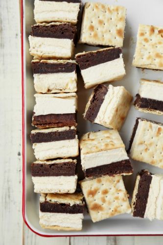 Saltine Cracker Brownie Ice Cream Sandwiches