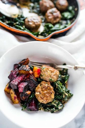 Lamb Meatballs with Coconut Creamed Kale