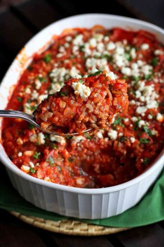 Greek Turkey Rice & Feta Casserole