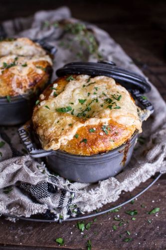 Butternut Squash and Beefy Mushroom Pot Pies with Flaky Taleggio Crust