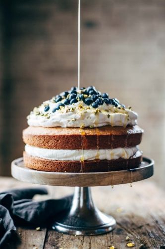 Blueberry Orange Brunch Cake with Agave and Pistachios