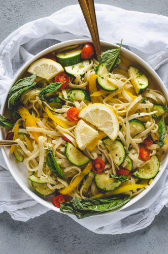 Spring lemon vegetable pasta