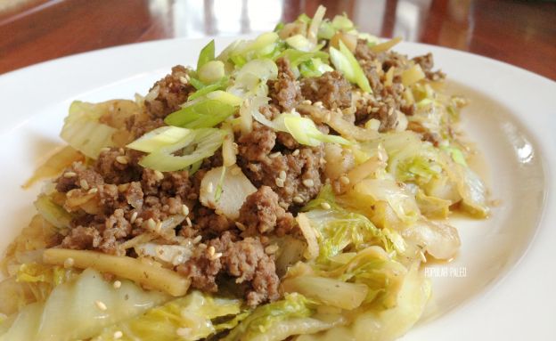 Ground Beef Stir Fry with Wilted Napa Cabbage