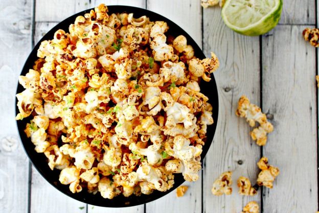 Chili and lime popcorn in coconut oil