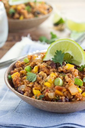 Slow Cooker Cheesy Enchilada Quinoa Bake