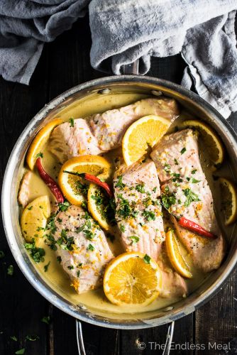 Coconut Orange Poached Salmon