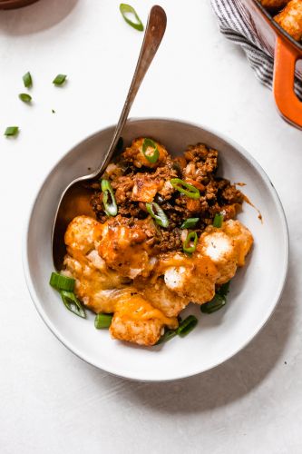 Tater Tot Chili Cheese Hotdish