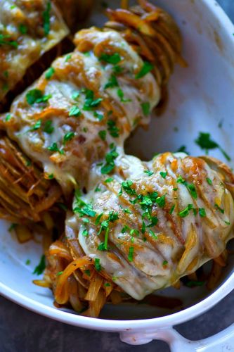 Hasselback French Onion Soup Baked Potatoes