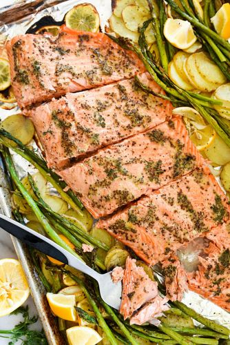 Mustard Salmon Sheet-Pan Dinner