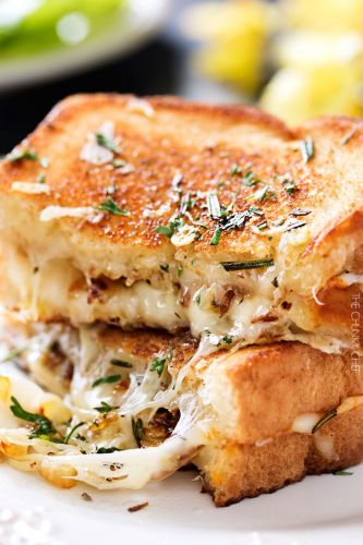 Ultimate Gourmet Grilled Cheese with Caramelized Onions and Rosemary Butter