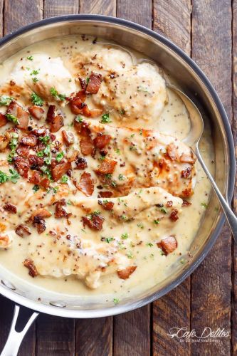 Creamy Honey Mustard Chicken With Crispy Bacon