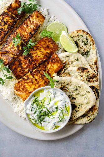 Tandoori Salmon with Cucumber Raita