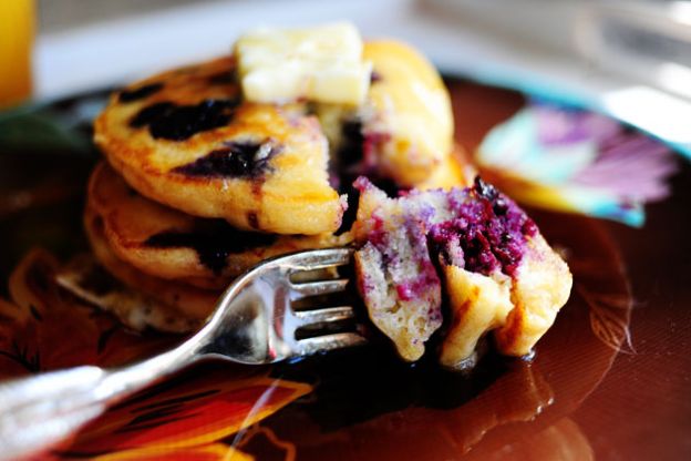 Lemon and blueberry pancakes