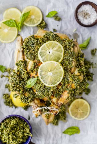 Instant Pot Rotisserie Chicken with Pesto