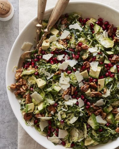 Shredded Brussels Sprouts With Pistachios, Cranberry, and Parmesan