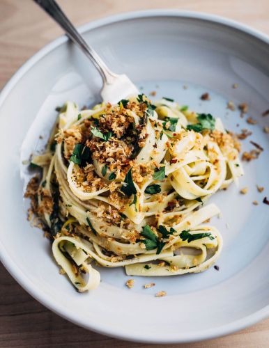 Fettucine with Tinned Sardines and Roasted Spring Onions