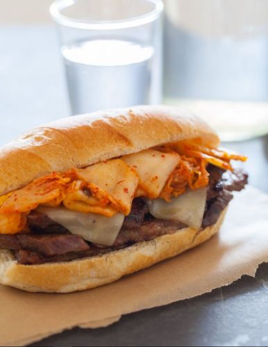 Kimchi Philly Cheesesteak Sandwich