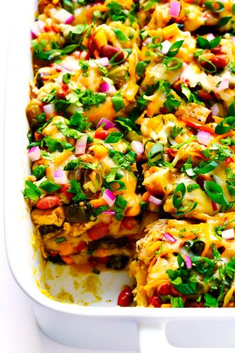 Verde Chicken Enchilada Casserole