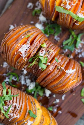 Detox hasselback sweet potatoes