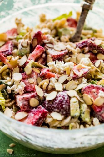 Creamy Strawberry Feta Pasta Salad