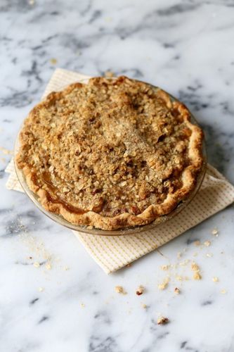 Bourbon Pear Crumble Pie