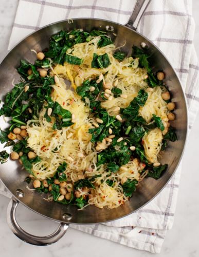 Spaghetti Squash WIth Chickpeas And Kale