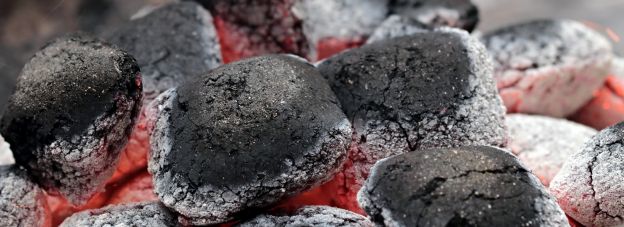 white hot coals