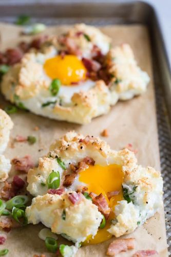 Cloud Eggs with Bacon and Gruyere