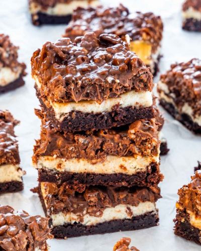 Triple Layer Rice Krispie Brownies