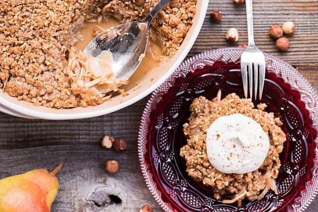 Pear Crumble with Parsnips and Hazelnuts