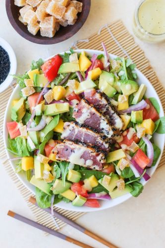 Seared Ahi Tuna Salad with Creamy Wasabi Dressing