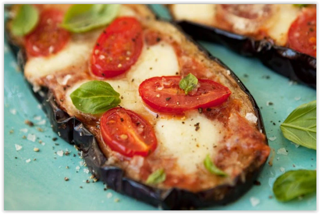 12. Eggplant margherita pizza tartines