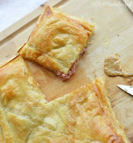 Ham and cheese puff pastry bake