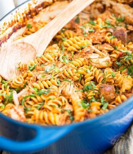 Braised Pork Tomato Rotini Casserole