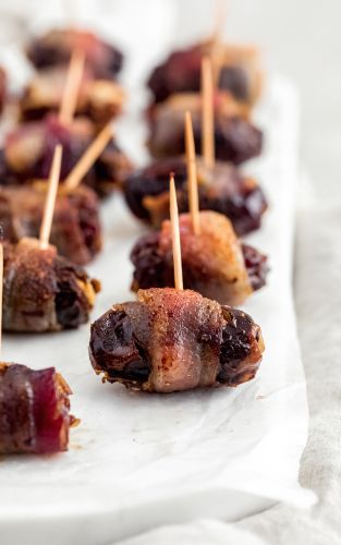 Bacon Wrapped Dark Chocolate and Goat Cheese Stuffed Dates