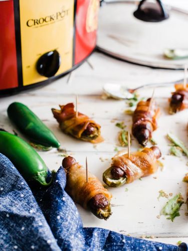 Crock-Pot Bacon Wrapped Jalapeno Little Smokie Poppers