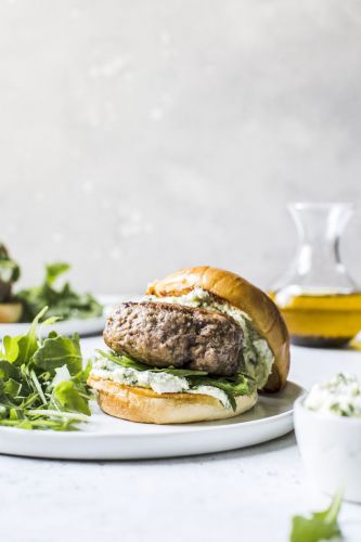 Lamb Burgers with Pesto Whipped Feta