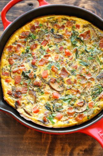 Bacon Mushroom Spinach FRittata