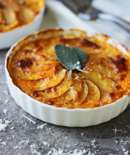 Pumpkin And Potato Gratin With Gruyere And Sage