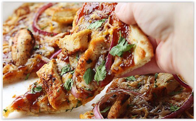 41. BBQ chicken flatbread pizza