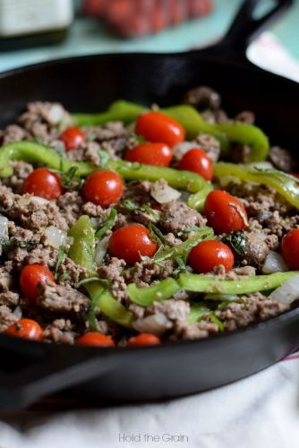 Tomato Basil Ground Beef Stir Fry